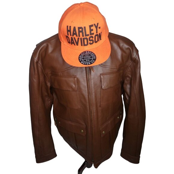 NWT AUTHENTIC Harley-Davidson Men's Portage Midweight Leather Jacket - Brown - Picture 3 of 12